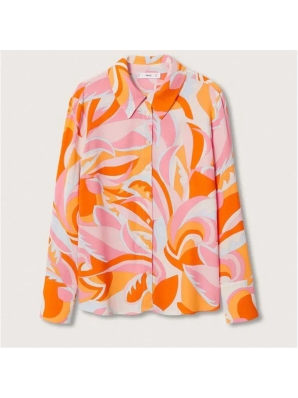 Mango mod abstract print blouse Small Womens Office Career Dopamine dressing